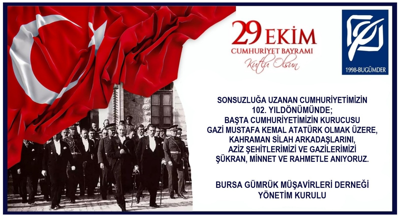 CUMHURİYETİMİZİN 102. YILDÖNÜMÜ KUTLU OLSUN...  28.10.2025